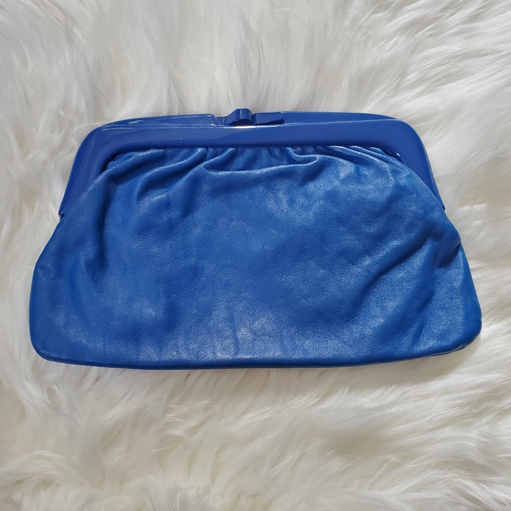Blue Leather Clutch
